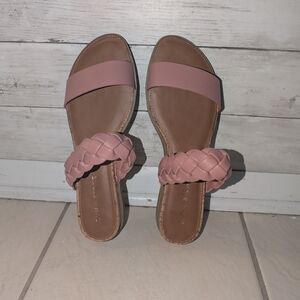 Sun+Stone Pink Braided Strap Sandals